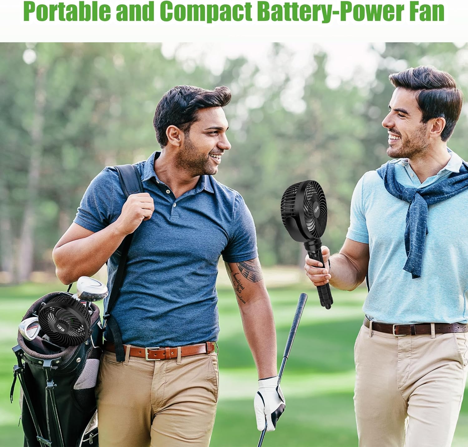 10L0L Golf Cart Fan - Universal Mount, 8000mAh Battery, 3-Speed Fan, LED Light, 56-Hour Runtime, Reverse Charging Function for Yamaha EZGO Club Car Golf Cart, Black - Image 8