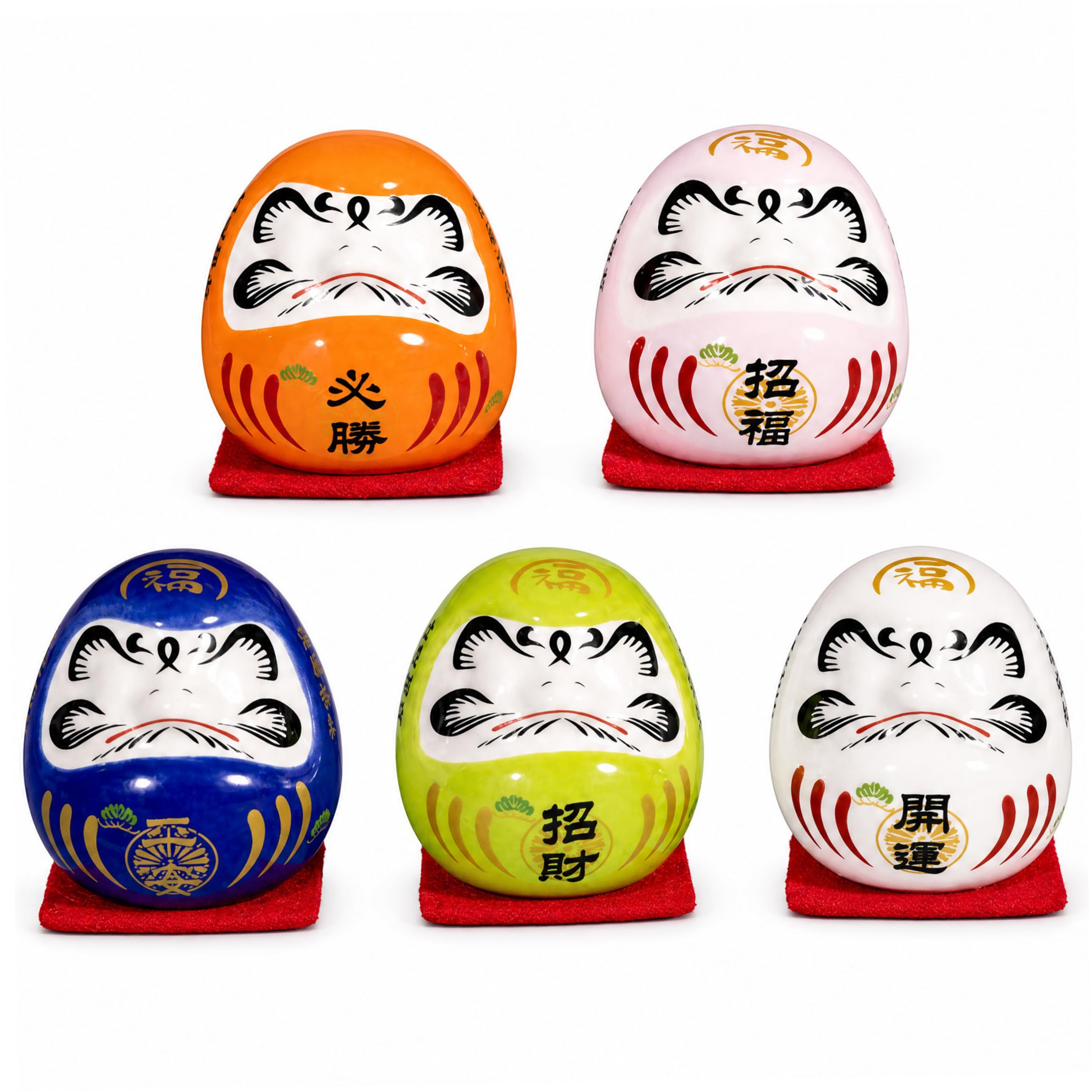 PithCogent Daruma Doll, Daruma Doll, Japanese Desk Figurine Handcrafted Ceramic Japanese Trinket for Desk Decor, Style-1