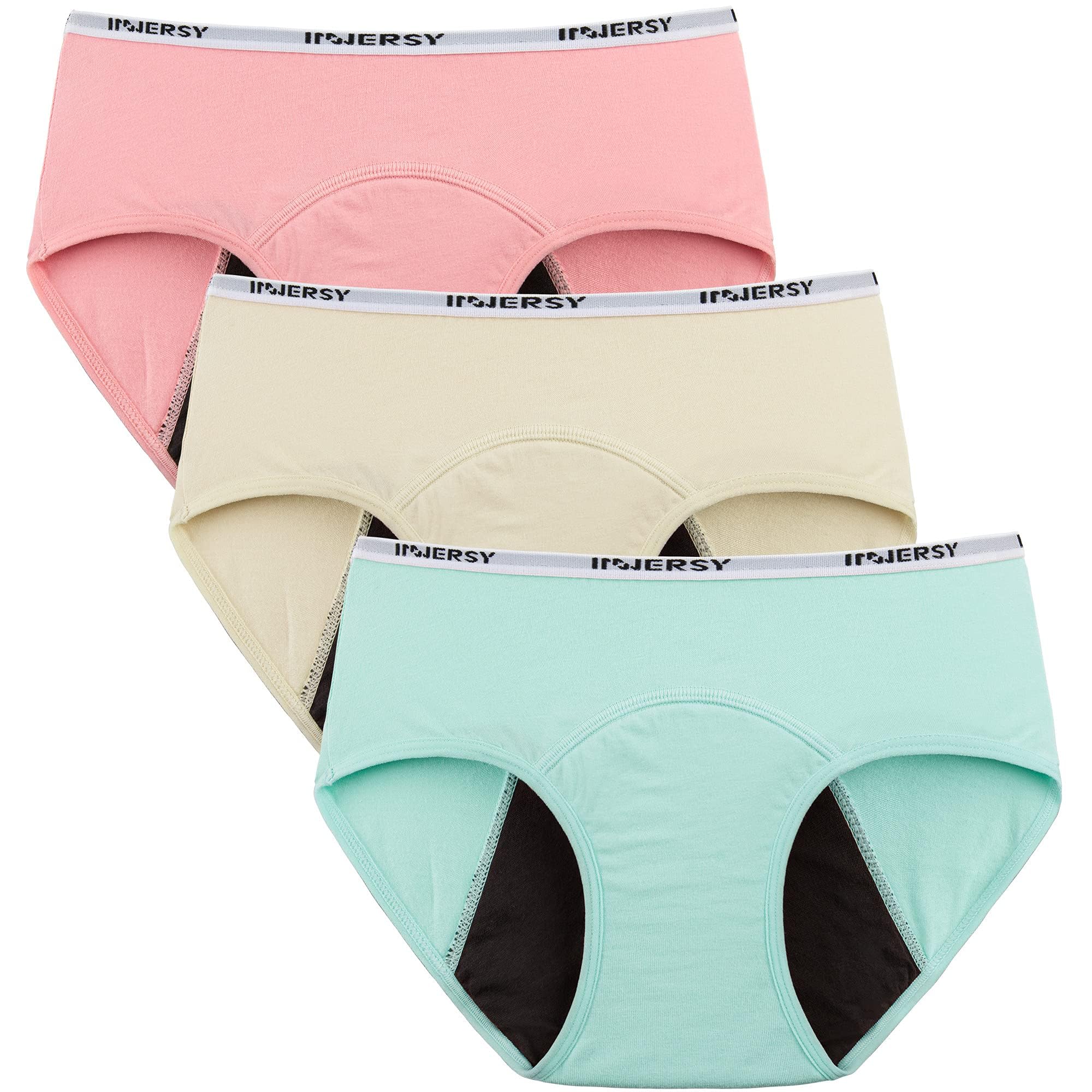 INNERSY Bragas Menstruales Niña Ropa Interior Protección Algodón Braguitas Regla 8-16 Años Pack de 3