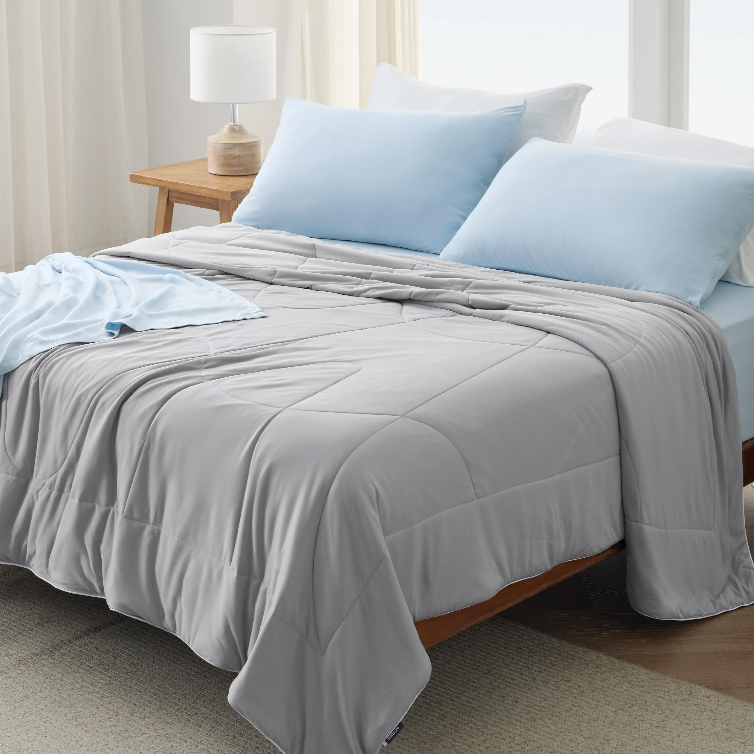 Photo 1 of Bedsure Cooling Comforter Queen Size - GentleSoft Moisture Wicking Cooling Blanket for Hot Sleepers, Breathable Lightweight Duvet Insert, Dual-Sided Summer Blanket, Gray, 88x88 Inches
