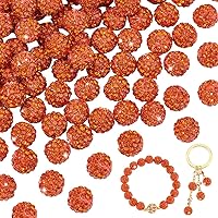 Vista 38 de PH PandaHall - 100 unidades de cuentas de 10 mm con diamantes de imitación, cuentas de arcilla tipo bola de discoteca con pavé, cuentas de cristal