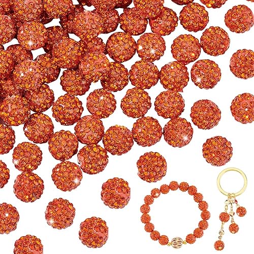 Miniatura 221 de Pandahall - Bolas de arcilla de 10 mm, tipo discoteca con 100 unidades, cuentas de polímero de arcilla con diamantes de imitación, creaciones