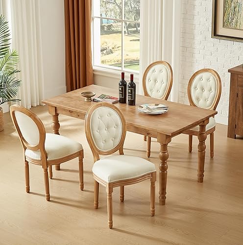 Miniatura 67 de Kiztir Juego de 2 sillas de comedor de ratán, sillas de comedor francesas de mediados de siglo, sillas de comedor de granja con respaldo alto para