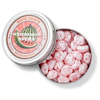 Sour Drops - Small Batch Fruit Sours - Tangerine, Watermelon, Blue Raspberry - No Artificial Dyes, Vegan & Gluten Free - 3 Gift Tins (100g Each)