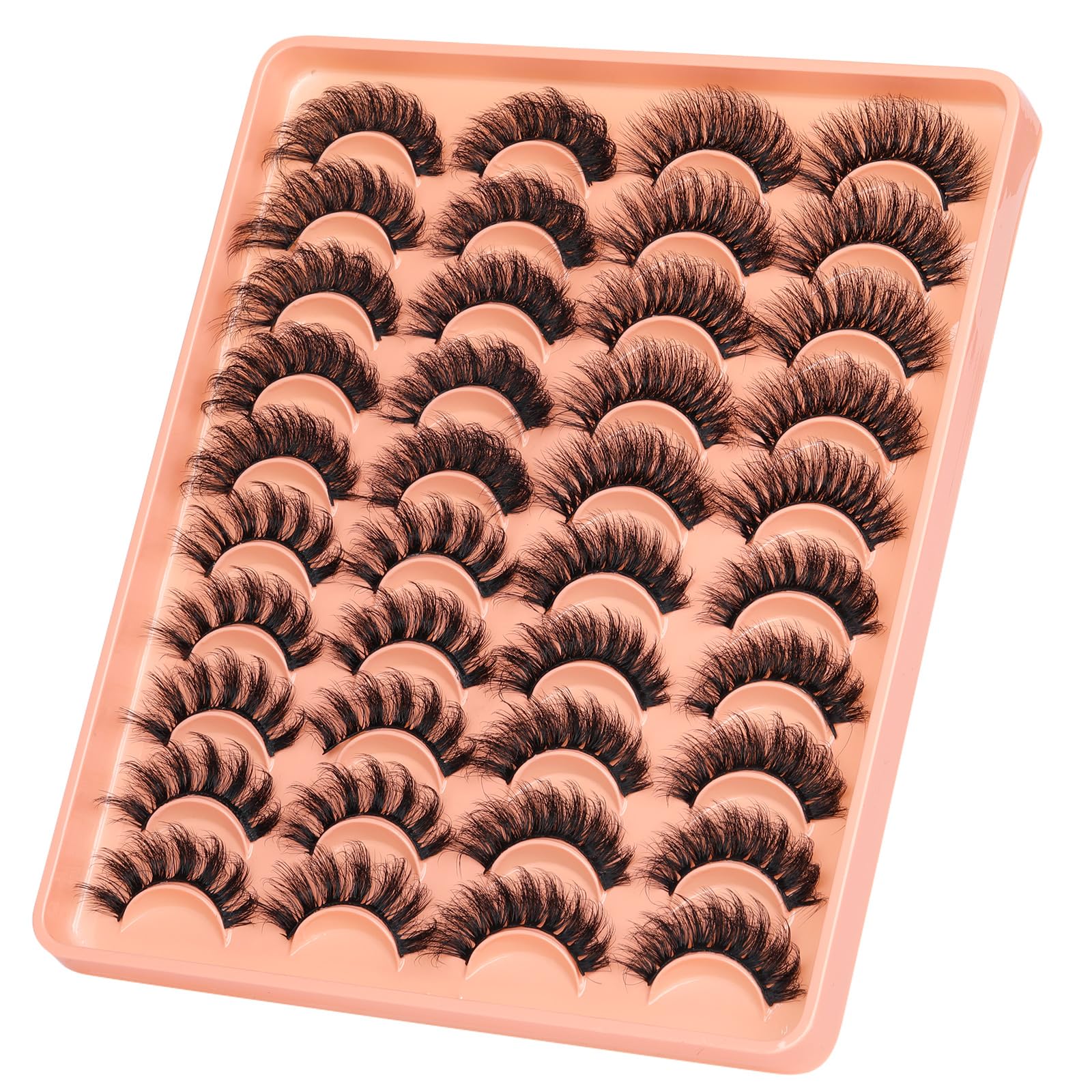 Yawamica Fluffy False Eyelashes Wispy Mink Lashes Pack 4 Styles Full Volume Mink Eyelashes Strip Fake Lashes 20 Pairs