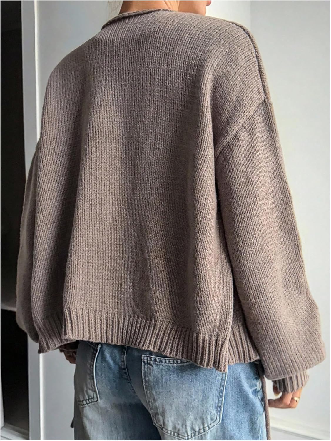 SOLY HUX Women's Tie Front Cardigan Lightweight Long Sleeve Casual Loose Sweater Tops