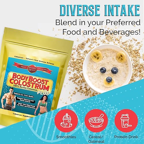 Vista 53 de BodyBoost Calostro entero, polvo de calostro 100% bovino, refuerzo inmunológico con inmunoglobulina y lactoferrina, calostro alimentado con pasto