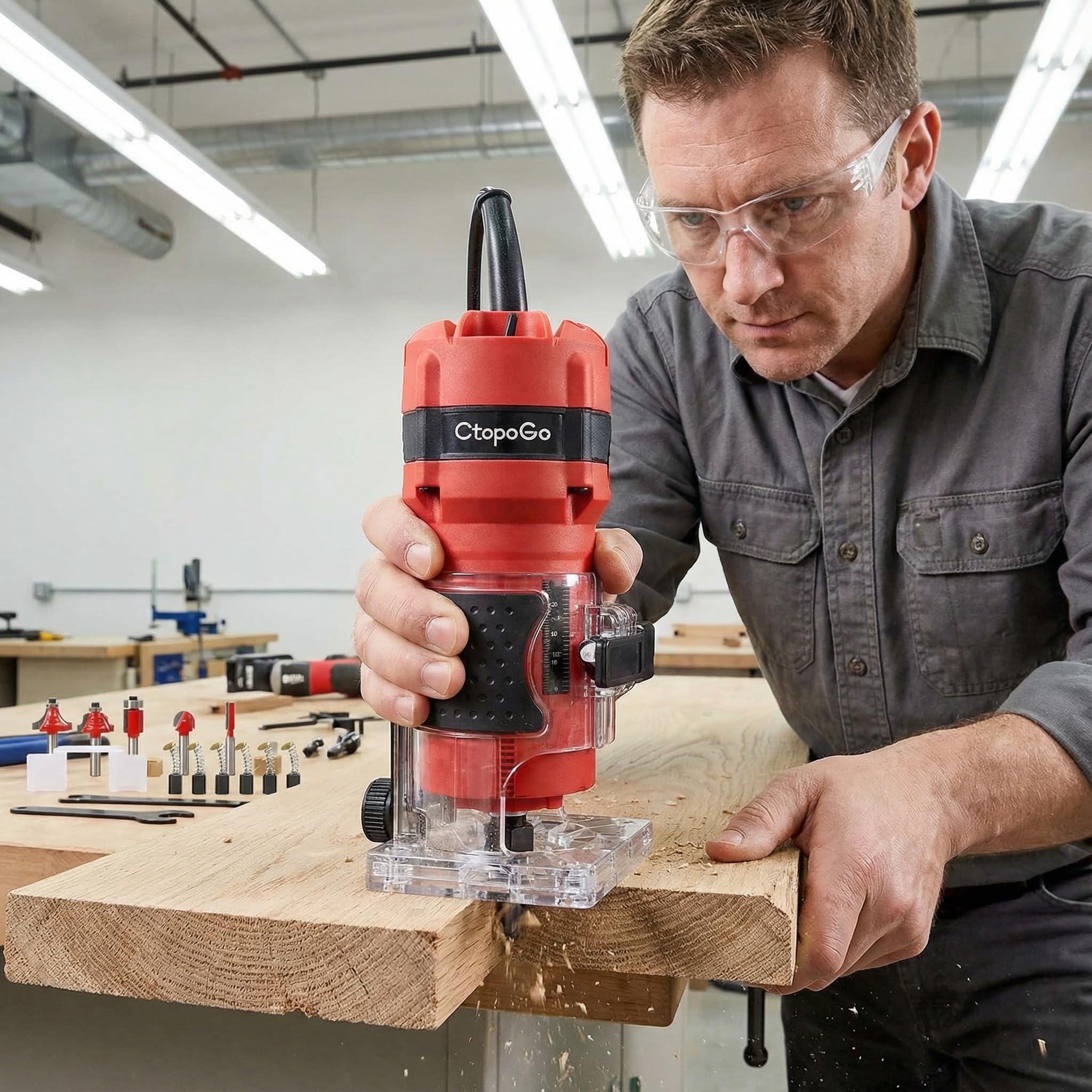 Snapklik.com : Compact Palm Router Tool, 800W Hand Wood Trimmer Router