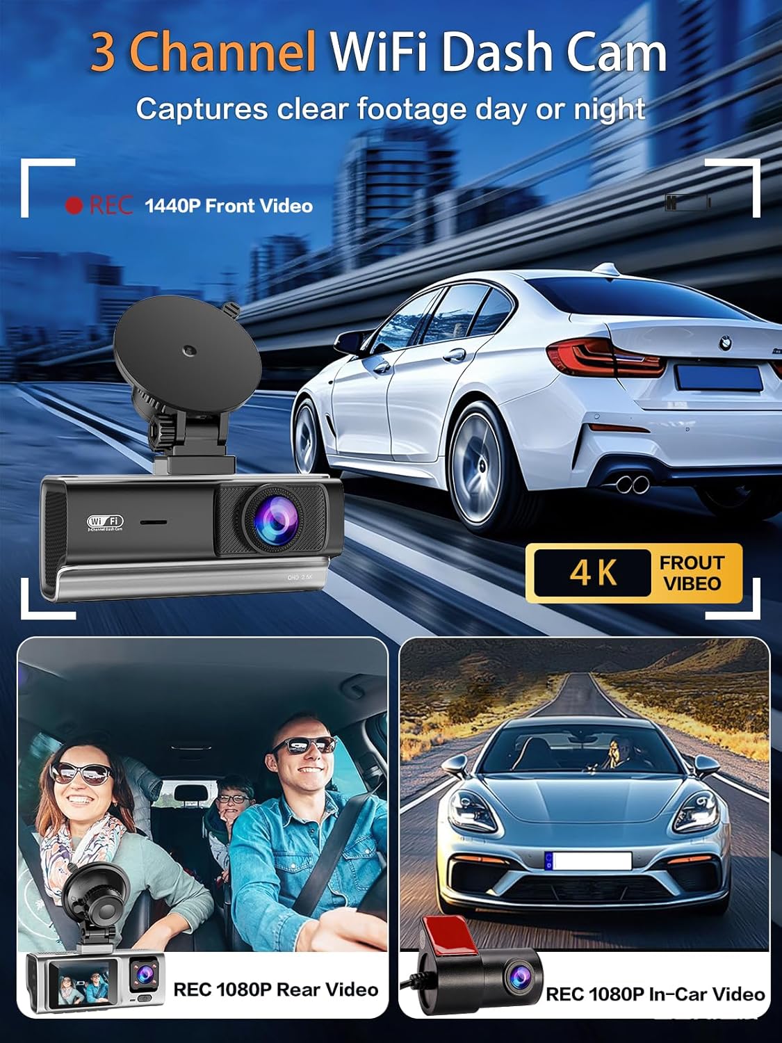 【路上守護者】QOAK 三鏡頭行車記錄器 $47.99