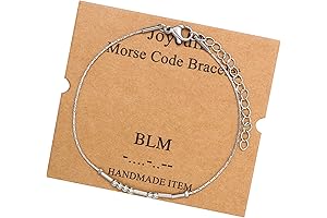 BLM Awareness Morse Code Bracelet - Silver Bead Jewelry Gift Set -...