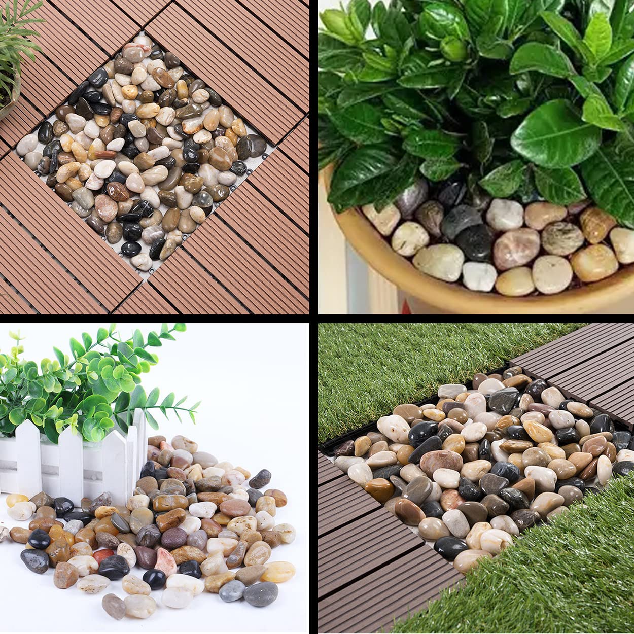 HOT SEAL 12 lb Mixed Color River Rock Stones 1~1.5", Natural Decorative Highly Polished Pebbles, Indoor Decorative Stones for Plant, Aquariums, Landscaping, Garden Flower Bed, Vase Fillers