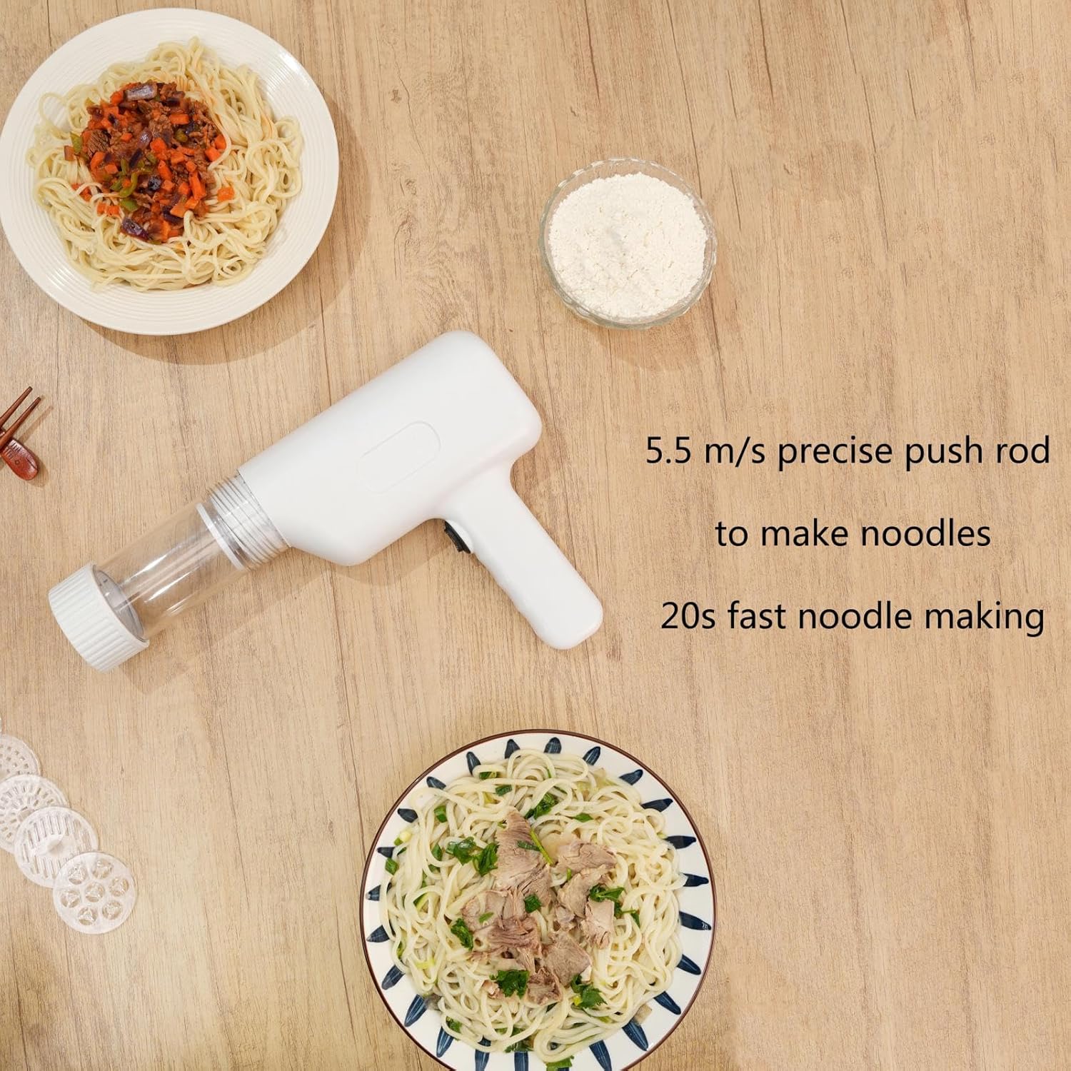 Handheld Electric Pasta Maker,Removable And Easy-to-clean Electric Noodle Machine,Automatic Dough Press,Suitable For Housewives,White