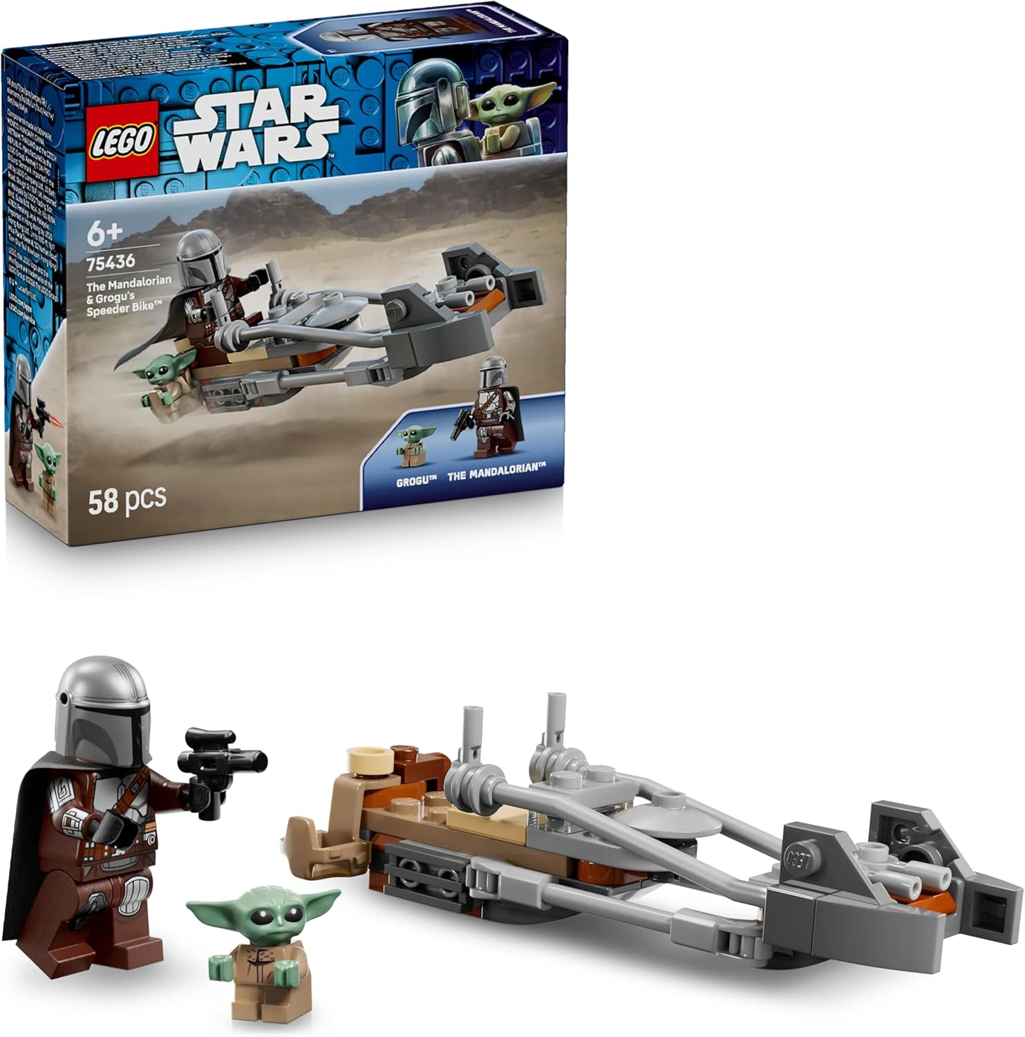 Lego 75436 Star Wars Mandalorian and Gogoo Speeder Bike(TM) Educational Boys Girls Child 6 7 8 9 Boys Girls Kids Vehicle Bike Space