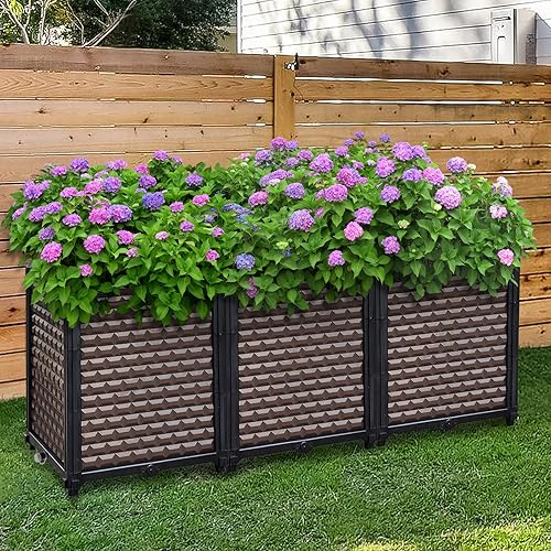 Miniatura 2 de Macetas grandes para plantas de exterior, profundas, 20 pulgadas de alto, camas elevadas para jardinería con riego automático, maceta elevada con