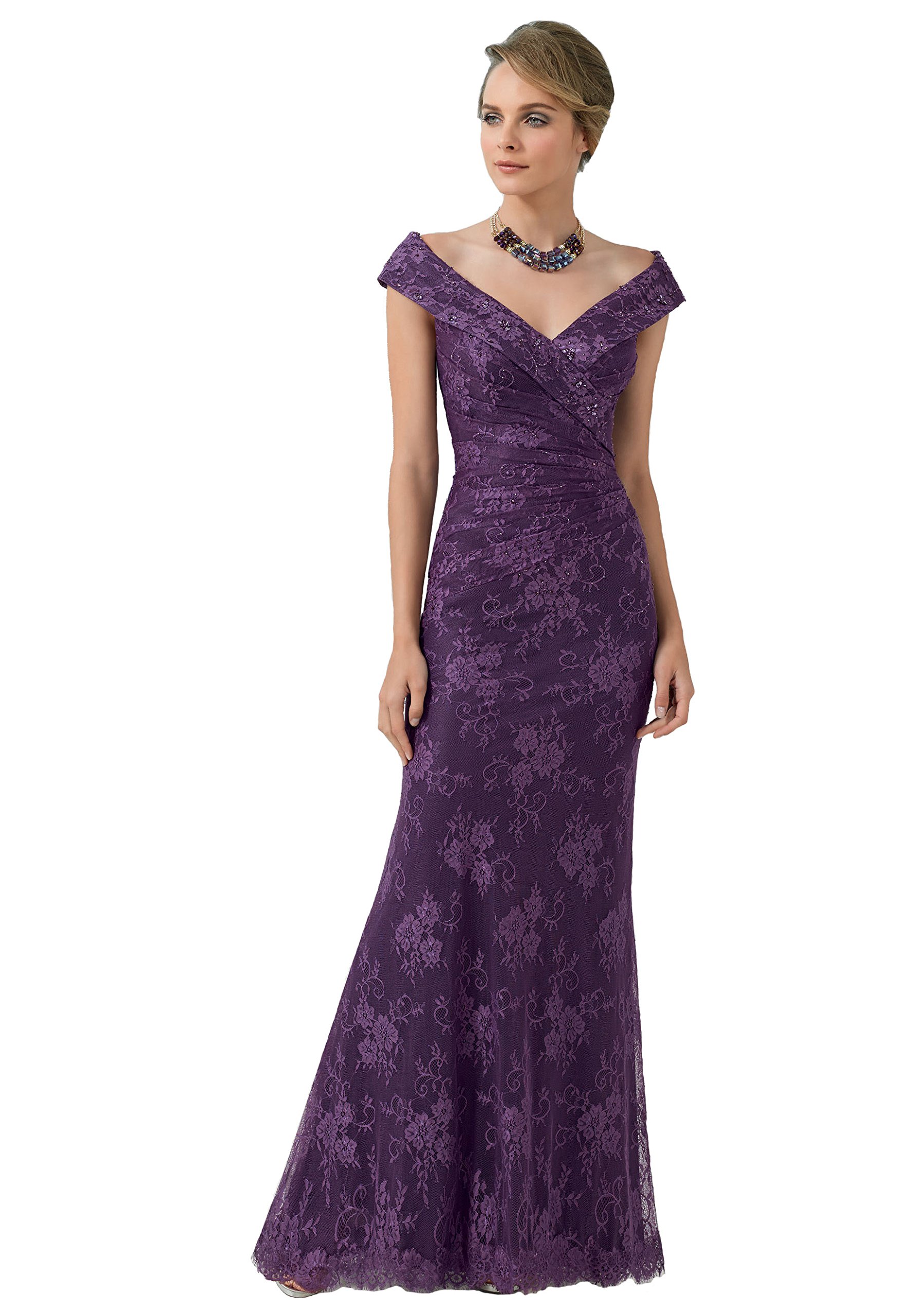 Mori Lee VM Women's Off The Shoulder Beaded Lace Gown