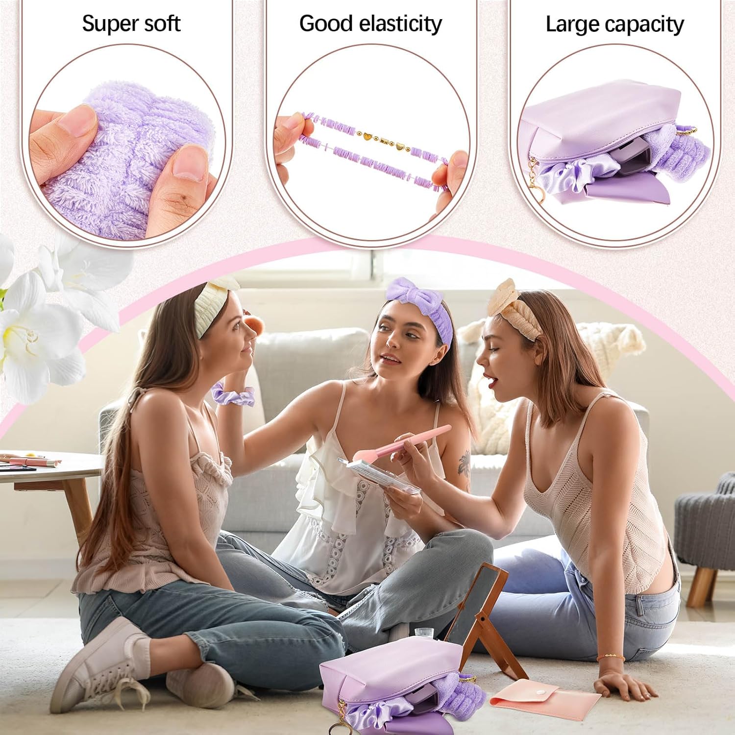 Zeyune 36 Pcs Gifts Sets Bulk for Tween Teen Women Preppy Party Favors Set Preppy Makeup Bag Hair Pin Scrunchies Headbands Bracelets Trendy Stuff Gift for Women Friend Birthday Present(Vivid Colors)