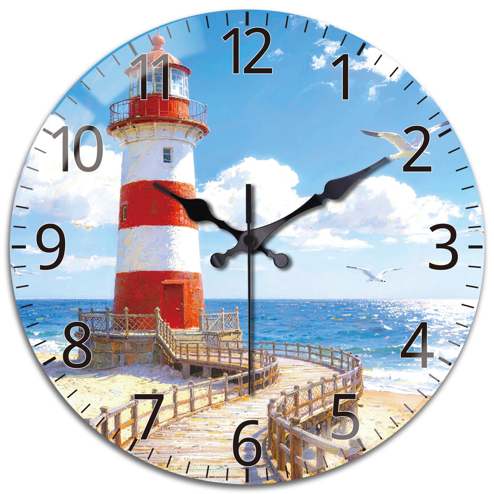 Horloge murale ronde en verre peacoblue de 30,5 cm de diamètre
