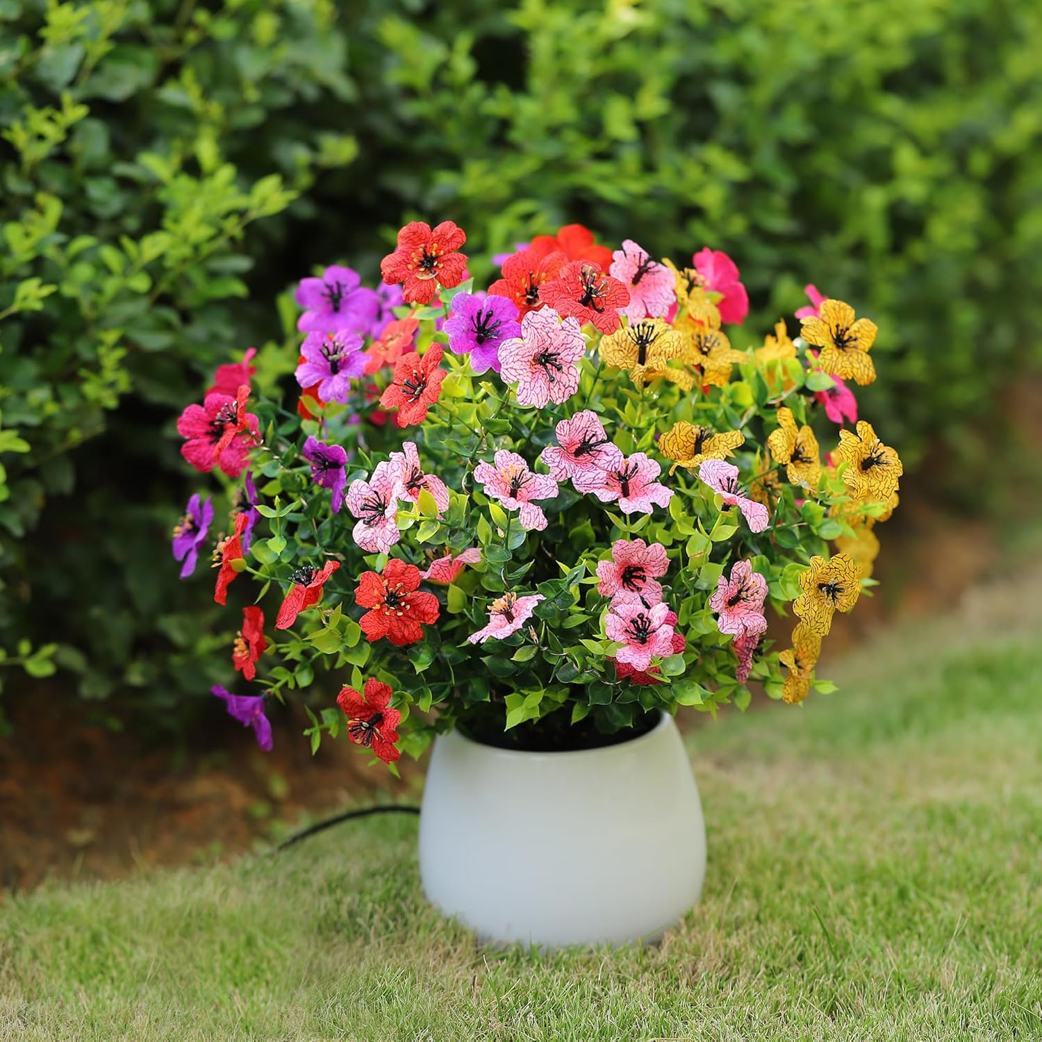 WSYEAR Artificial Flower Lamp for Indoor Home Decoration, UV Resistant Fake Silk Flowers, Realistic Faux Plants for Outside Indoor Porch Patio Window Box Planter Home Decor