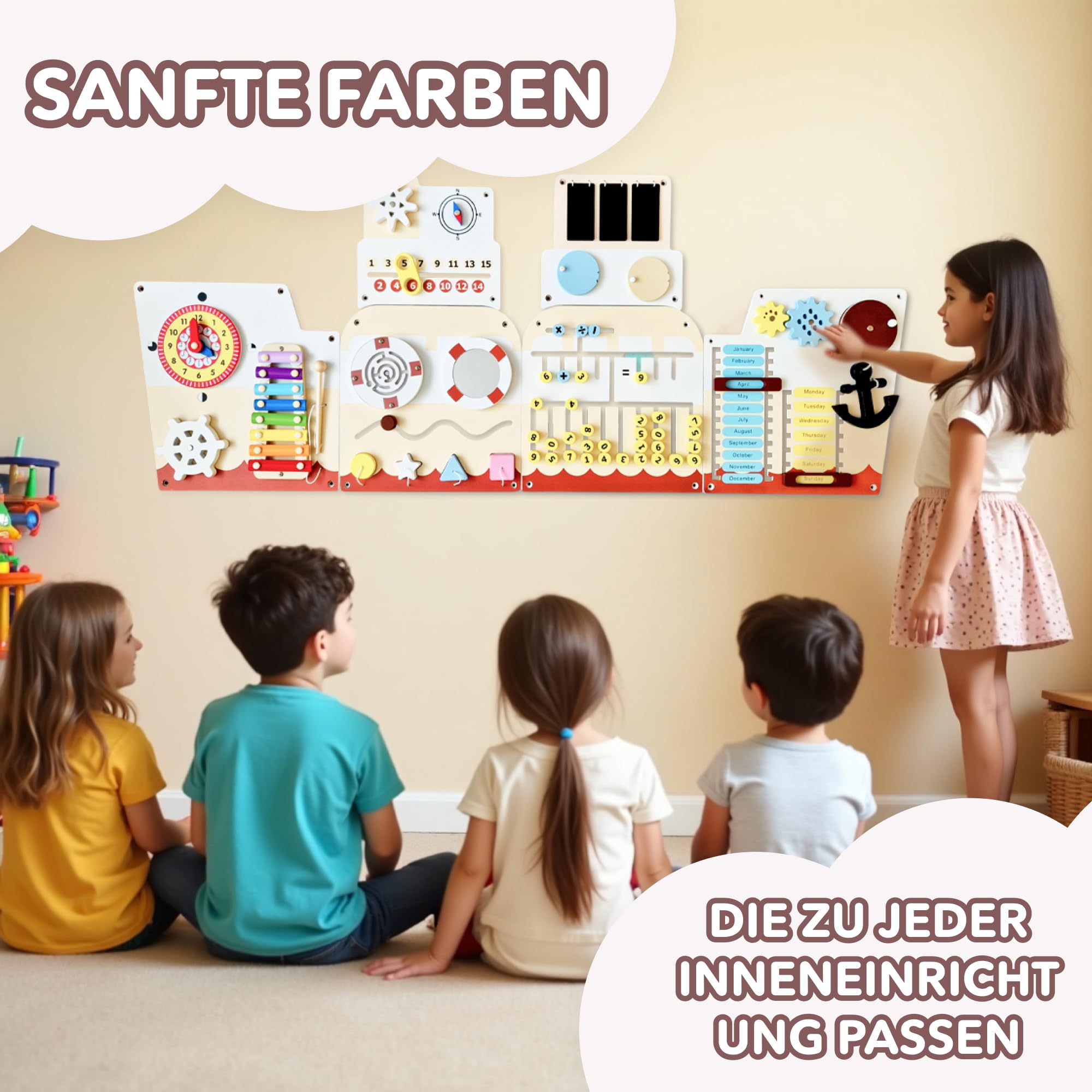 Cateam Sensorisches Wandpaneel für Kinder – 16in1 Montessori Aktivitätsbrett aus Holz | Motorik-Spielzeug für Kleinkinder & Vorschulkinder | Aktivitäts Wandtafeln für Bildung und frühe Entwicklung