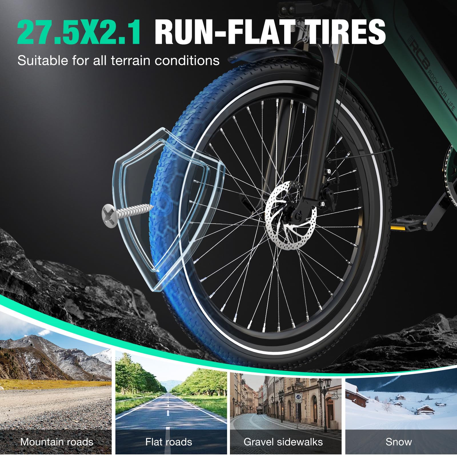RCB G5 27,5" Adult E Bike, Mountain E-Bike, Motor 250W, Max Speed 25km/h, NFC/APP Start, Reichweite 80km, Geeignet für Männer und Frauen Commuter Riding