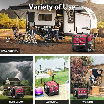 PowerSmart 4400-Watt Gas Powered Open Frame Inverter Generator, CO-Sensor, Lightweight for Home Use and Emergency Backup, Camping, EPA Compliant