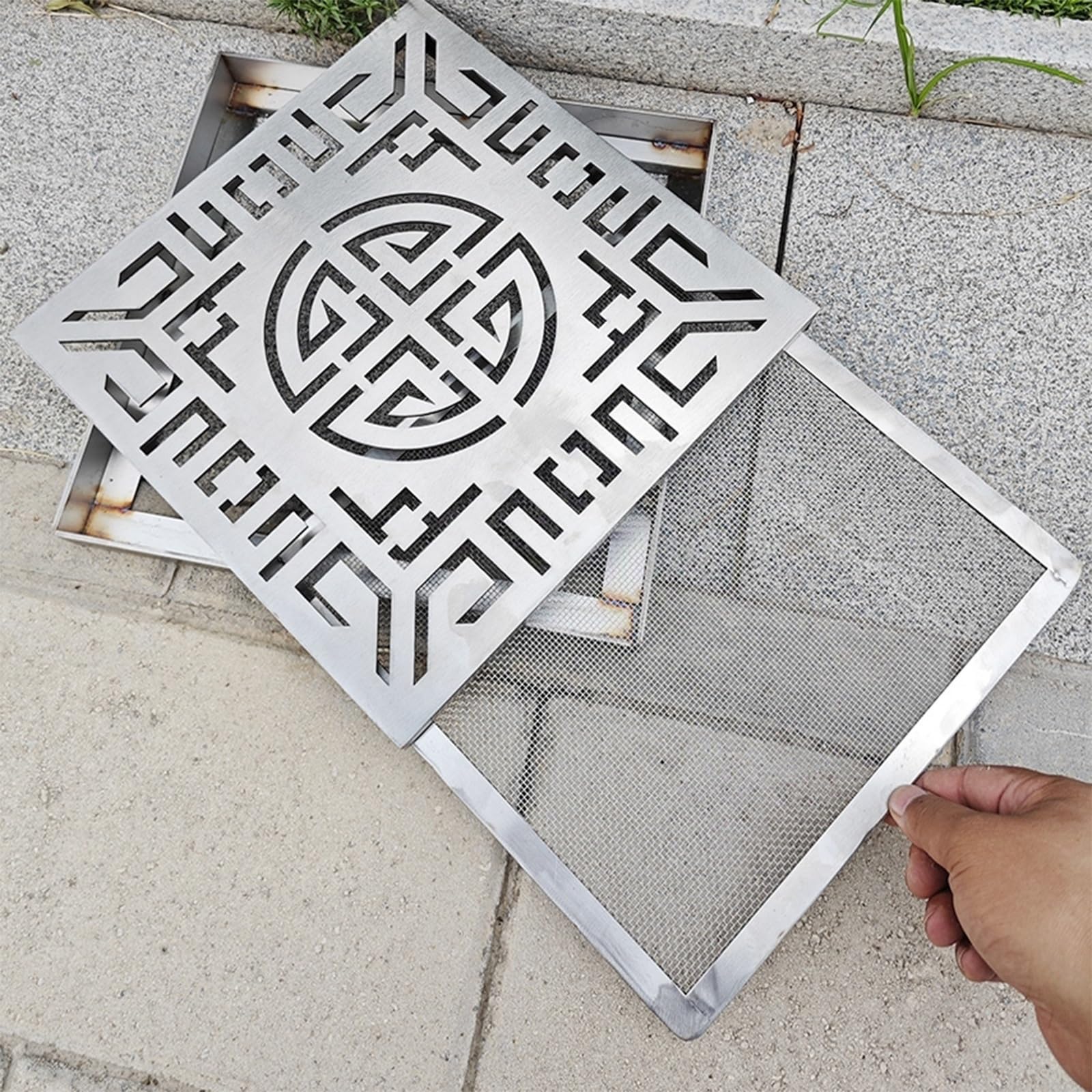 Tapa Desague Terraza Cuadrada, Rejilla Desague Terraza de Acero Inoxidable con Malla Extraíble, Rejilla Sumidero Piscina Empotrada para Bloquear Residuos(20 * 20 * 3cm/7.9 * 7.9 * 1.2in)