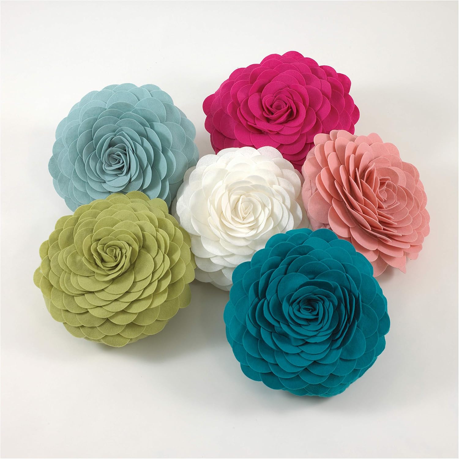 Wine Rose Petal Flower Decorative Felt Throw Pillow - Polyester Filling, 13" Round (1 Piece), 100% Polyester