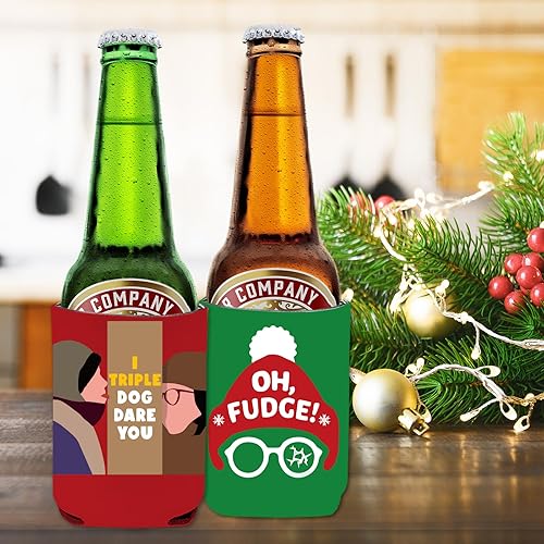 Miniatura 5 de Divertidas fundas navideñas para latas de cerveza, decoraciones de mercancía de historia de Navidad, 8 fundas enfriadoras de latas, enfriadores de