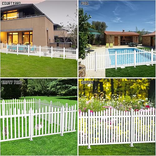 Miniatura 3 de TANG Panel de valla de vinilo de PVC blanco de 32 pulgadas de alto x 84 pulgadas de ancho, valla decorativa de jardín para patio, pasarelas, 34