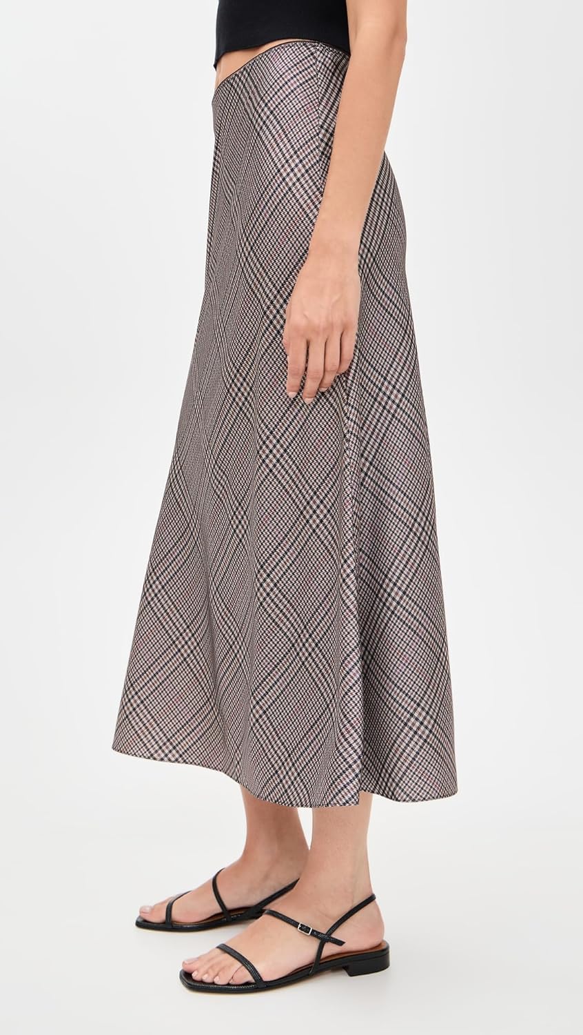 Vince Women's Pressed Plaid Shaped Hem Skirt - Image 5