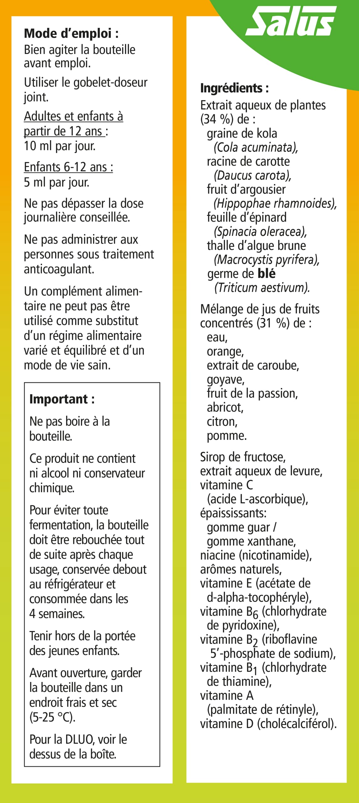 Salus Epresat Formule Liquide Multivitaminée Vitalité/Énergie/Renfort du Système Immunitaire, 250 ml (Lot de 2)