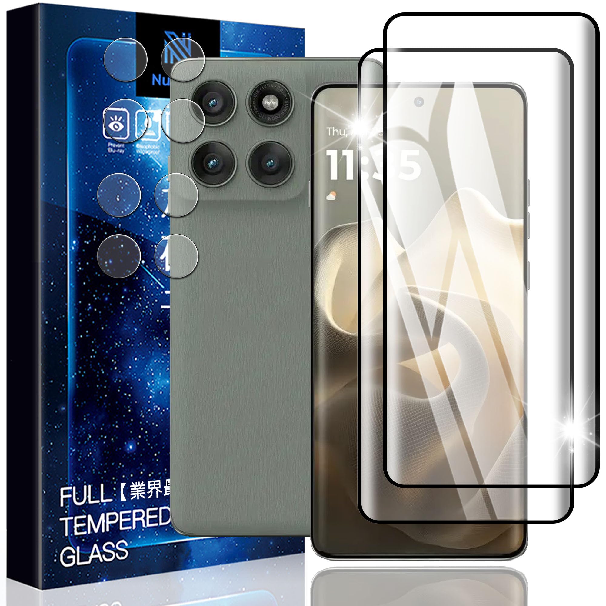 Nutmeg Motorola edge 60 pro ガラスフィルム（2枚）＋Moto edge 60pro /edge 60 Fusion/edge60 S pro/edge 60 カメラフィルム（2枚）【旭硝子素材製】motorola edge 60S pro フィルム 硬度9H モトローラ EDGE 60 Pro 保護フィルム 強化ガラス 3D曲面 高透過率 飛散防止 指紋防止 耐衝撃