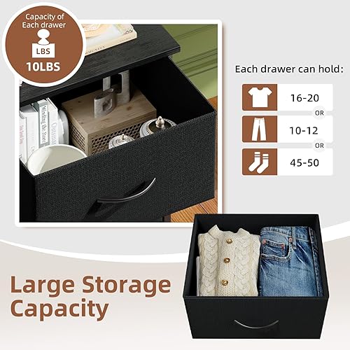 Miniatura 5 de Somdot - Cajonera alta para dormitorio, organizador de 4 cajones con cubos de tela extraíbles para la sala de estar, clóset, buró, cuarto de niños,