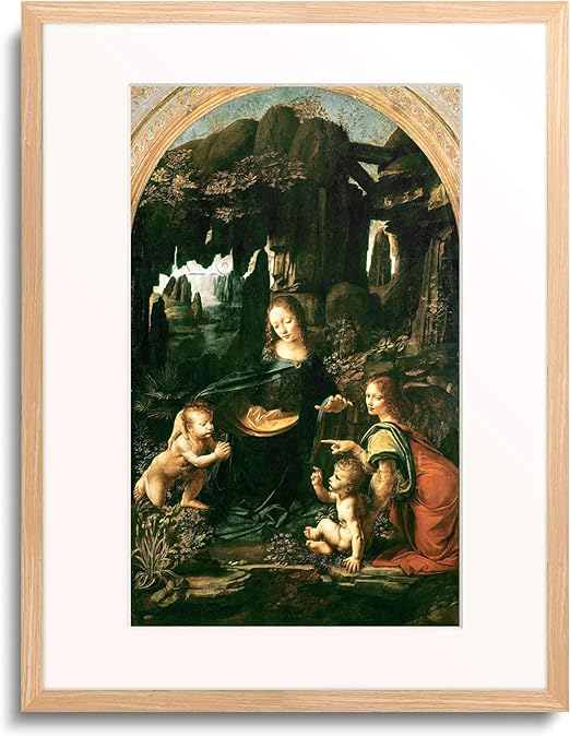 Amazon レオナルド ダ ヴィンチ Leonardo Da Vinci 岩窟の聖母 額装アート作品 アートフレーム ポスター オンライン通販
