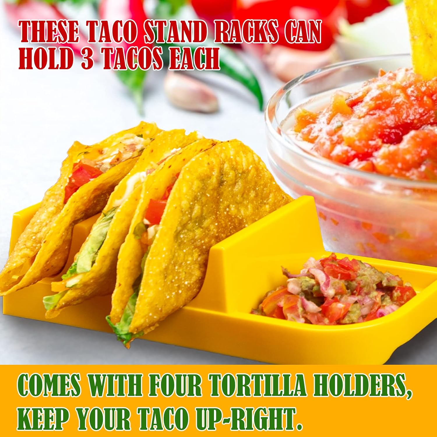 Taco Holder Stand, Taco Bar Serving Set for a Party 4 Taco Holders Nachos Tortilla Taco Serving Platter Stackable Tuesday Kit, Taco Night