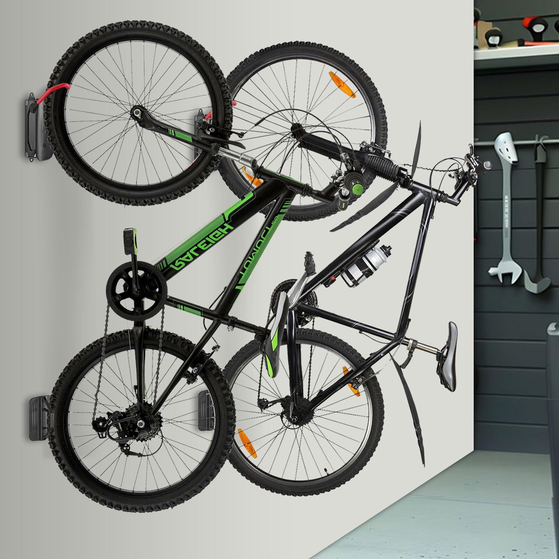 Mimoke Support mural pivotant pour vélo, vertical, pour garage, VTT et vélo de course (crochet rouge, 6 pièce)