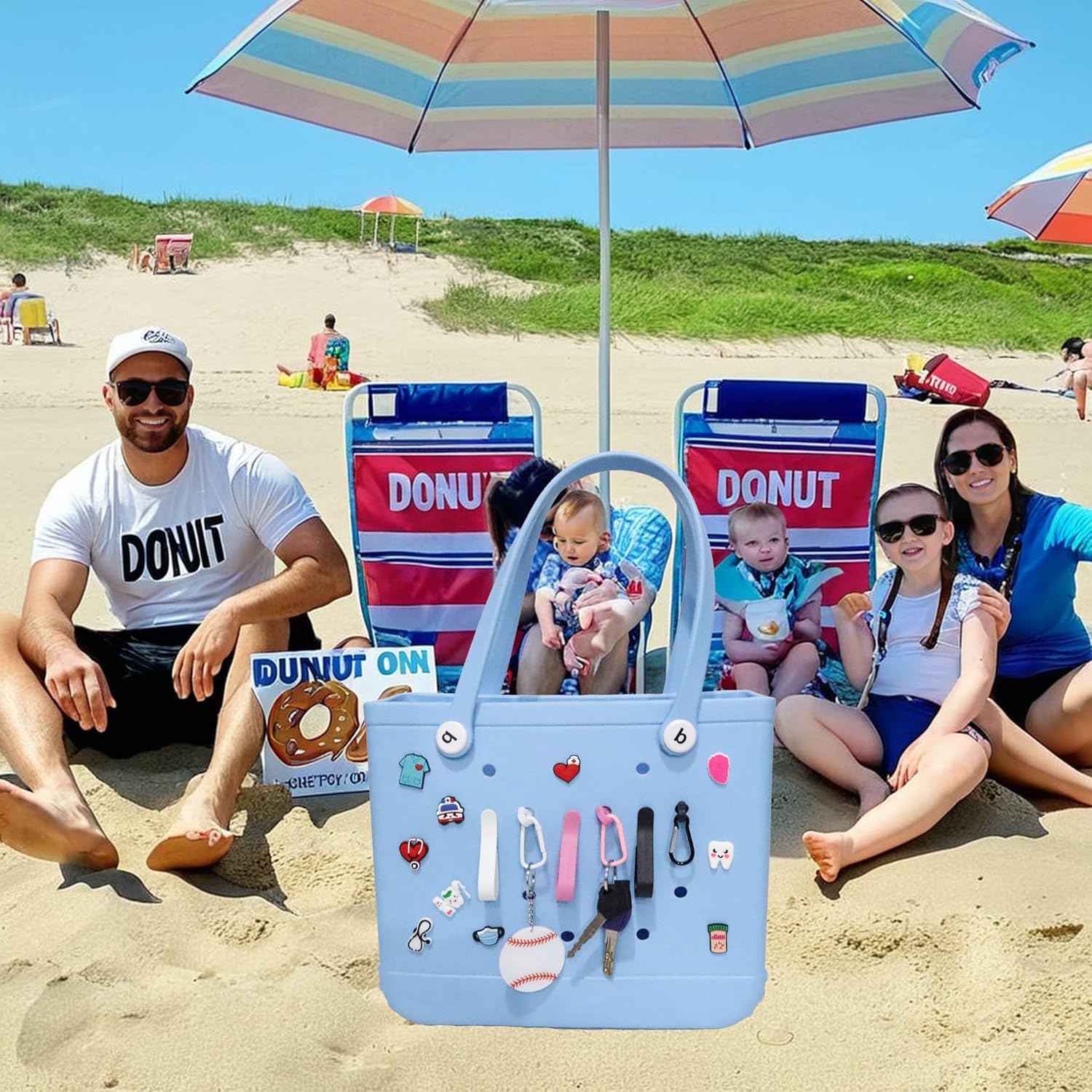 4Pcs Key Holder Set Charms for Bogg Bag,Insert Carabiners & Keychain Holders for Small & Large Beach Bags