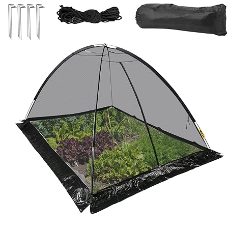 Happybuy Pond Cover Dome, 7x9 FT Garden Pond Net, 1/2 inch Mesh Dome Pond Net Covers with Zipper and Wind Rope, Black Nylon Pond Netting for Pond Pool and Garden to Keep Out Leaves Debris and Animals