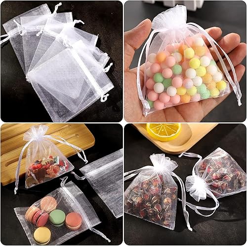 Miniatura 5 de ENNIYU Mini bolsas de regalo de organza transparente, bolsa de almacenamiento transpirable de 2 x 3 con cordón, bolsas de malla para bolsa de fiesta