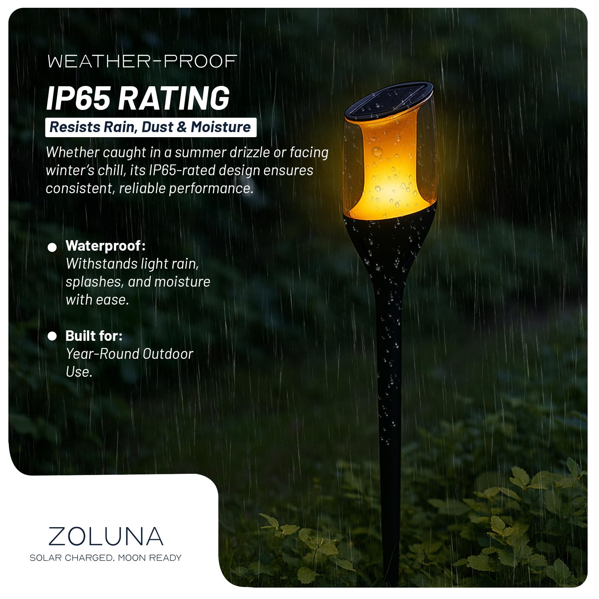 ZOLUNA Solar Gartenfackel Anky 4er Set – Realistischer Flammeneffekt – IP65 Wasserdicht – Bis zu 16h Leuchtdauer – Solarlampe für Außen, Garten, Terrasse & Wege – Warmweiß (1600K)