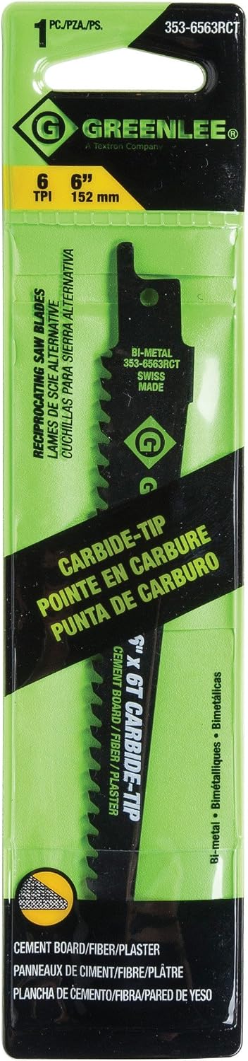 Greenlee 353-6563RCT Specialty Recip Blades, 6 X .75 X .039, 6 TPI, 1-Pack