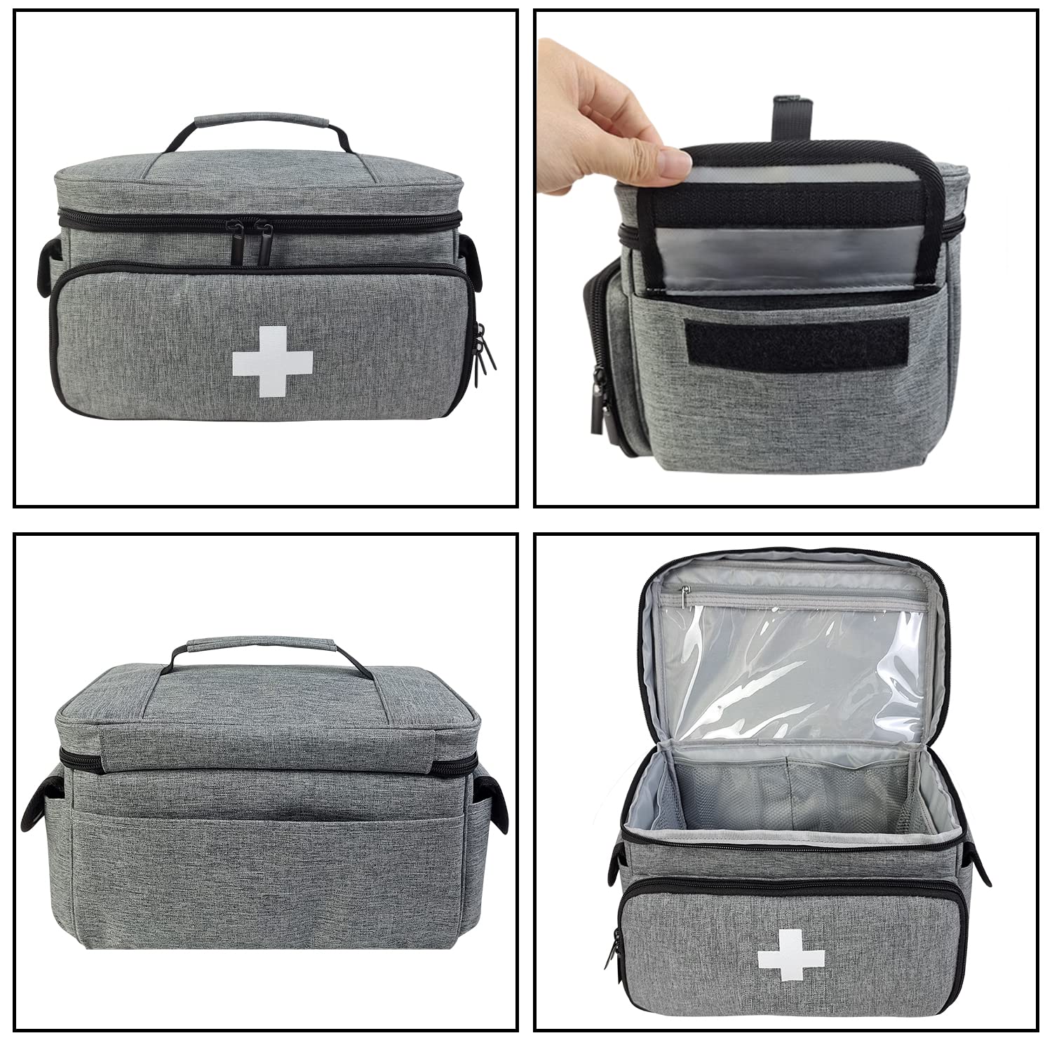 Boczif Kit di pronto soccorso, Borsa di trasporto di stoccaggio di primo soccorso, Organizer kit medici di emergenza, per la casa, ufficio, viaggi, all'aperto (grigio)(solo borsa)