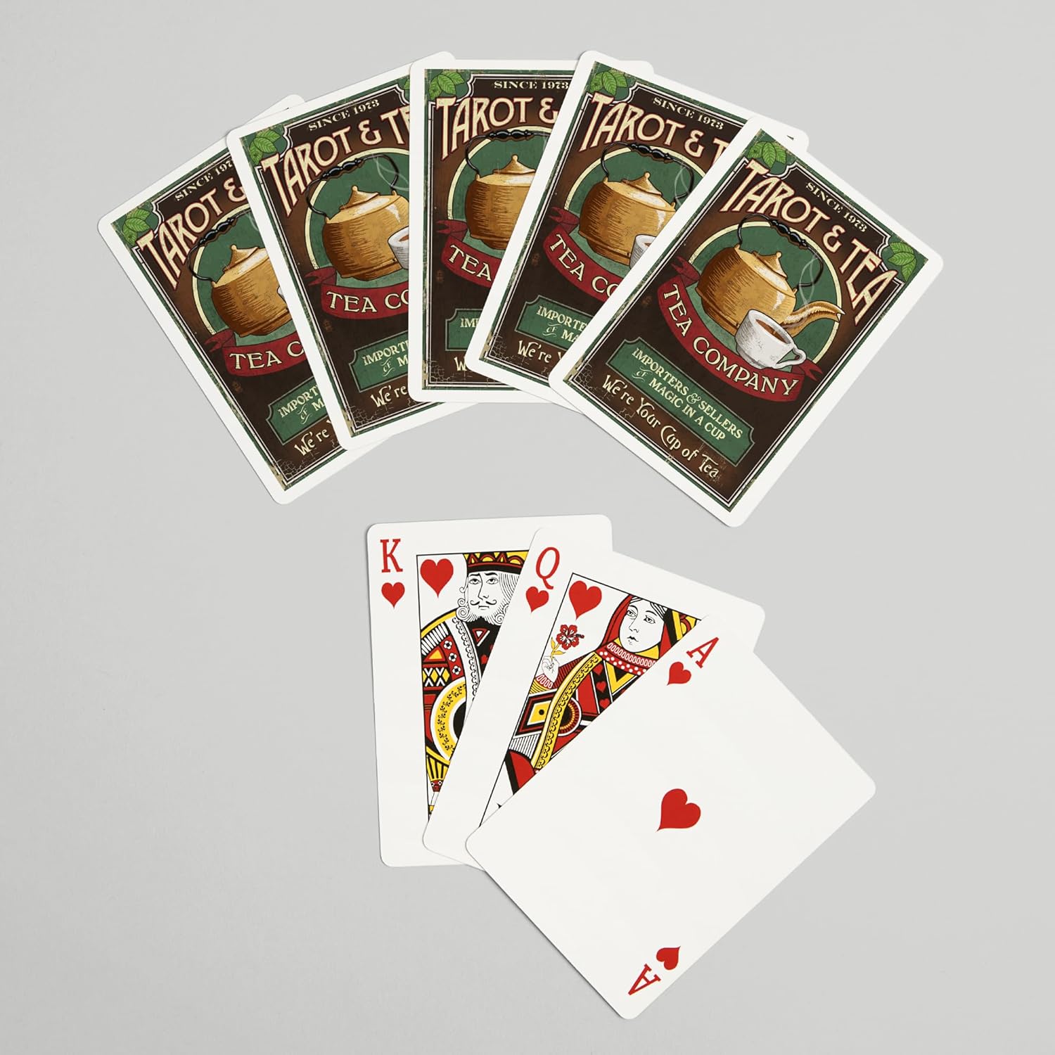Lantern Press Tarot and Tea, Vintage Sign, 52 Playing Cards for Adults, Poker Size Card Deck