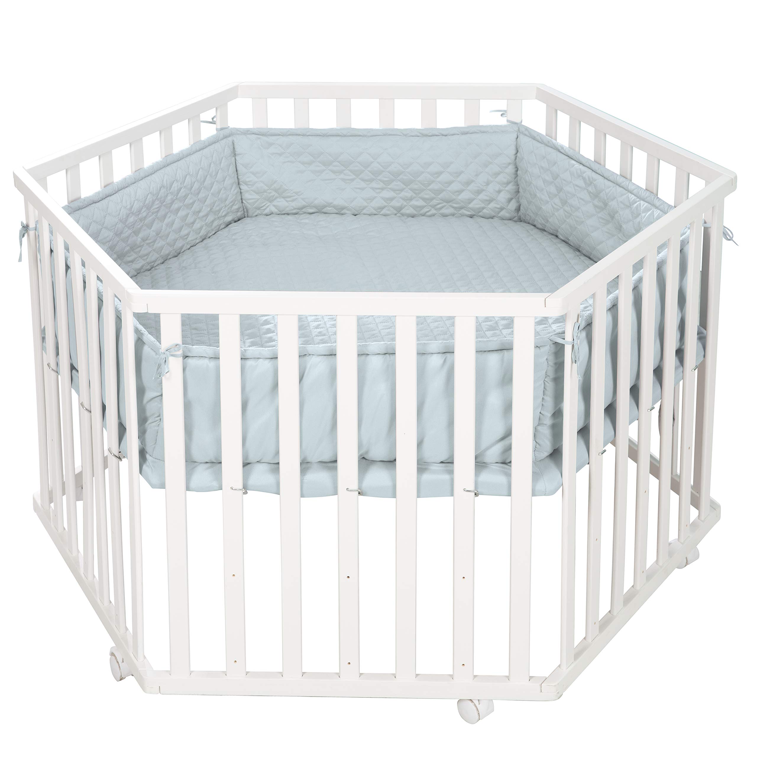 roba Tapis de Parc Doux avec Bords "roba Style" Hexagonal - Imperméable - Diamètre 114 cm - Bleu Clair