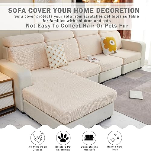 Miniatura 6 de LPMOERA Fundas de sofá suaves y flexibles de repuesto, fundas de cojín elásticas y suaves para sofá en forma de L, fundas de cojín para sofá de