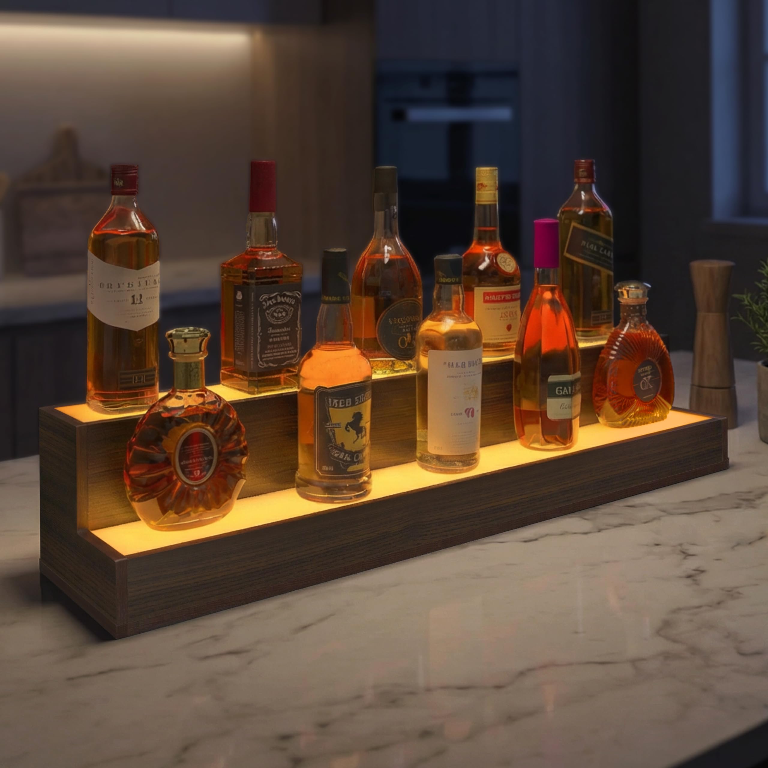 Cubehom Wine Rack LED Liquor Bottle Display Shelf for Home Bar Stand Decor