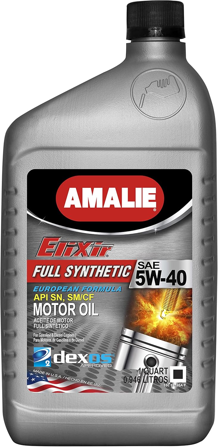 AMALIE Elixir 5W-40 dexos2 Full Synthetic Euro Motor Oil (160-65796-56) 1 Quart Bottle, Pack of 12 | Made in USA
