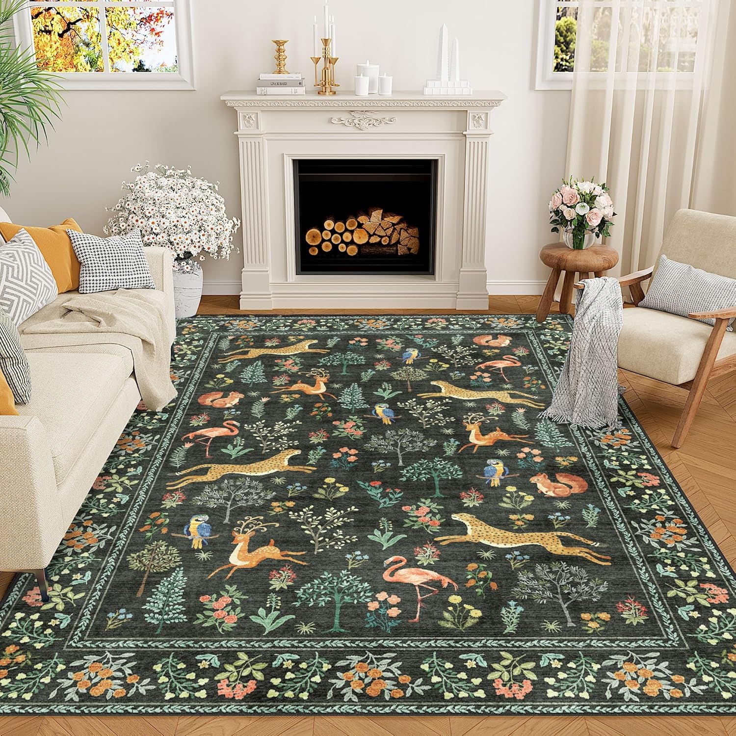 Tapis antidérapant salon vert 160x230cm sans plis poil ras