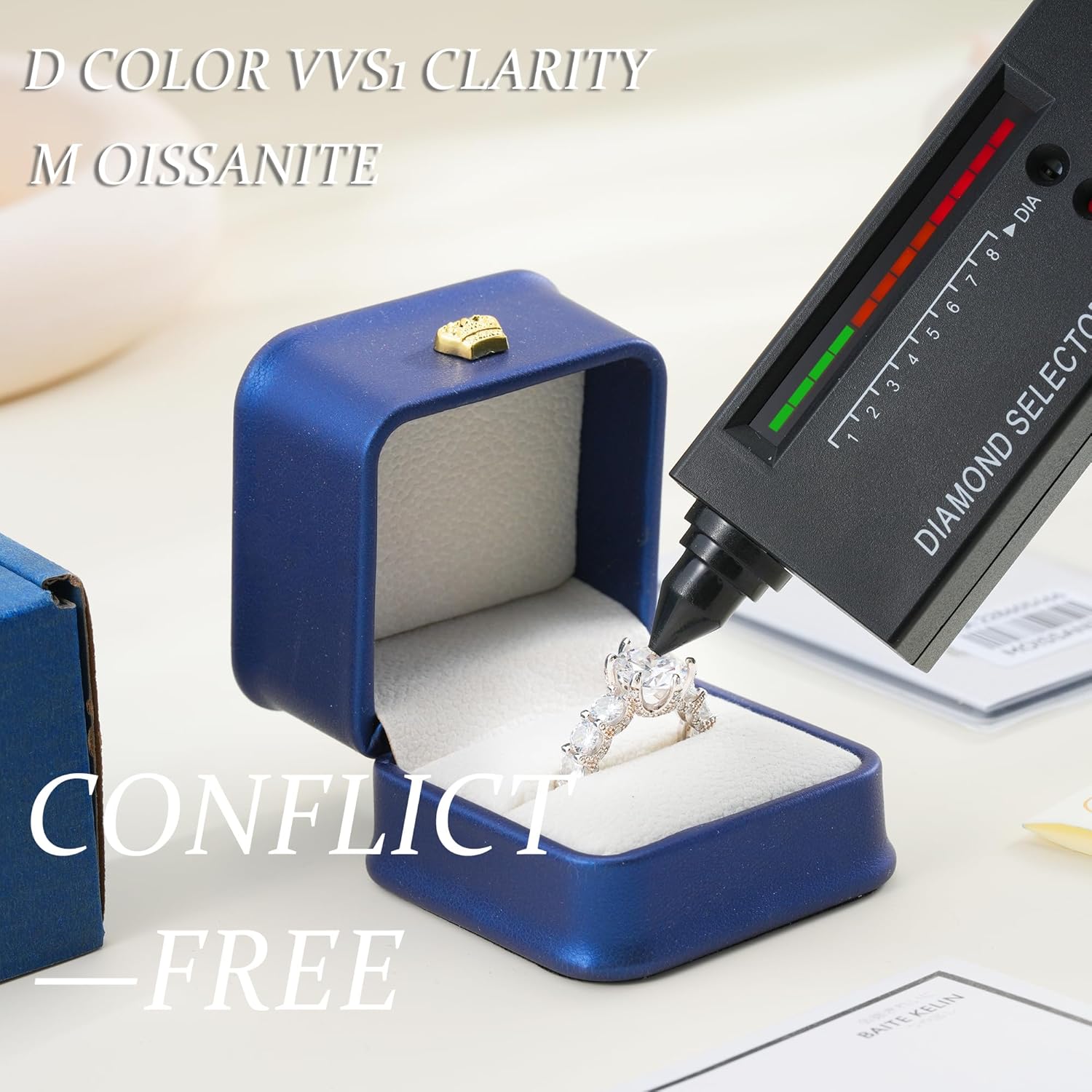 JKK Valentines Day Gifts for Women - 925 Sterling Silver 4ct D Color VVS1 Clarity Lab Created Flower Ring, Rings Band Fully Covered by 13 Moissanite Engagement Ring Anniversary Valentines Gifts for Women - Image 5