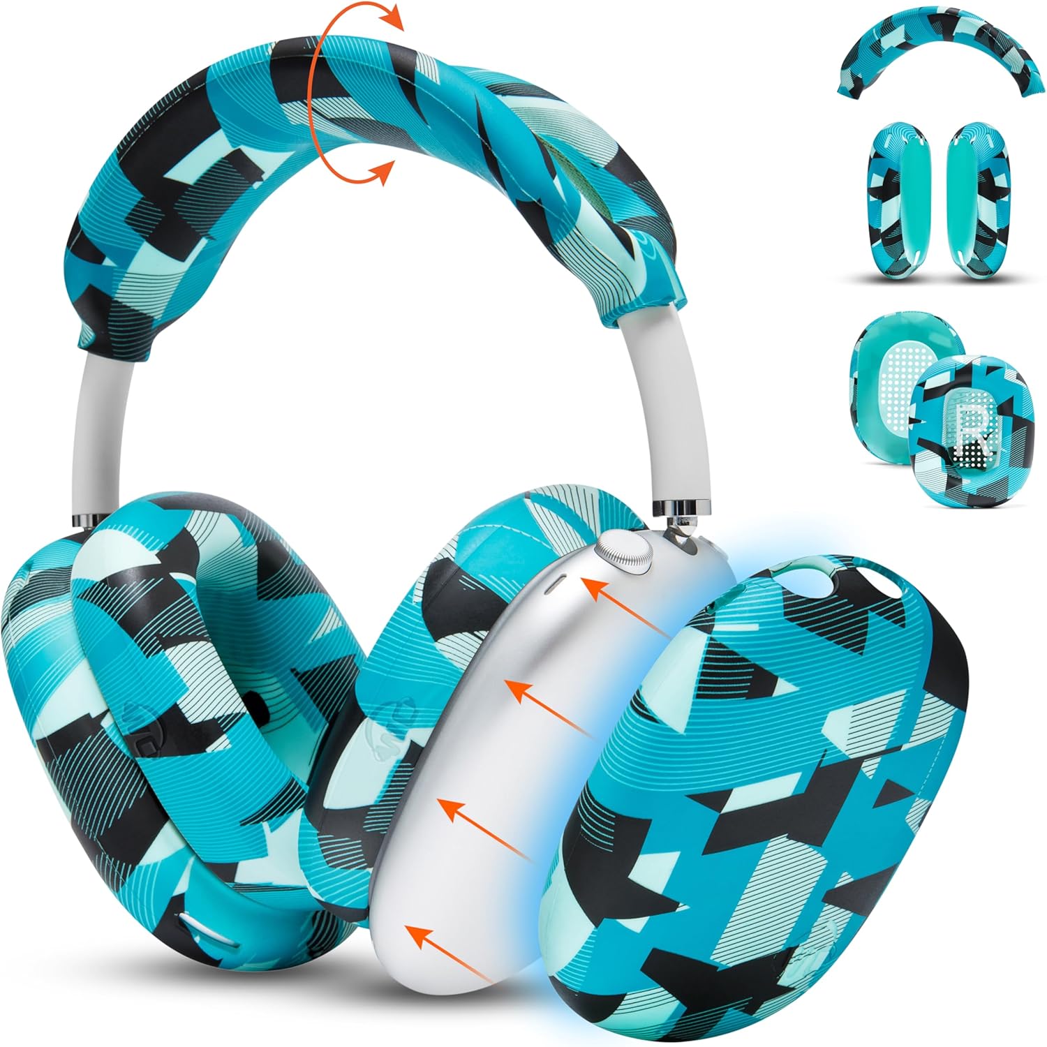 WC Sweatz, Shellz, and Bandz Protective Covers Bundle for Airpods Max Headphones by Wicked Cushions | Cyan Prism